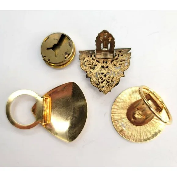 Gold Tone Dress Clips Lot and Button Cover Vintage Fashion Decor Ct567 - Picture 4 of 4